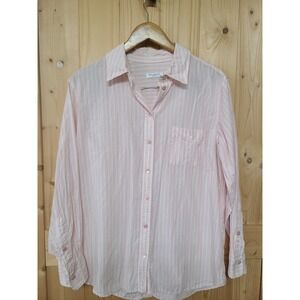 Equipment Femme Button Down Shirt Womens M Pink White Striped Excellent Long Slv